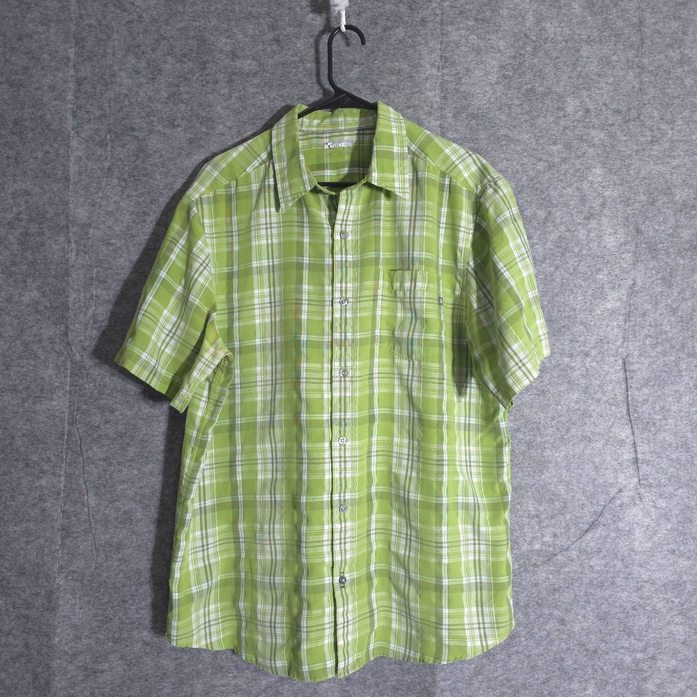 Marmot Button-Up Shirt Men's XL Short Sleeve Green Plaid Performance Outdoors